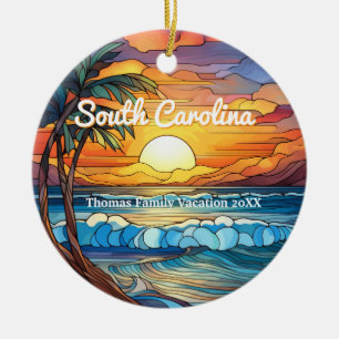 Custom South Carolina Trip Imitate Festes Glas Keramik Ornament