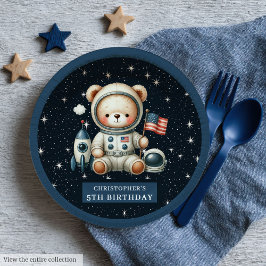 Custom Space Bärenplatine für Baby Boy Shower Pappteller