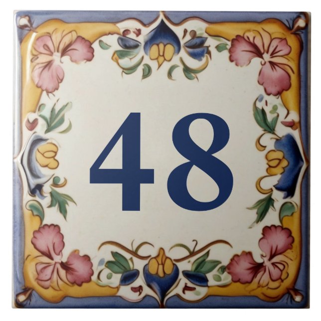 Custom Spanish Design House Number Sign Plaque Fliese (Vorderseite)