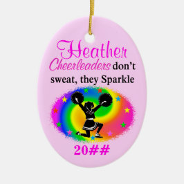 CUSTOM SPARKLING CHEERLEADER CHRISTMAS ORNANATION KERAMIK ORNAMENT