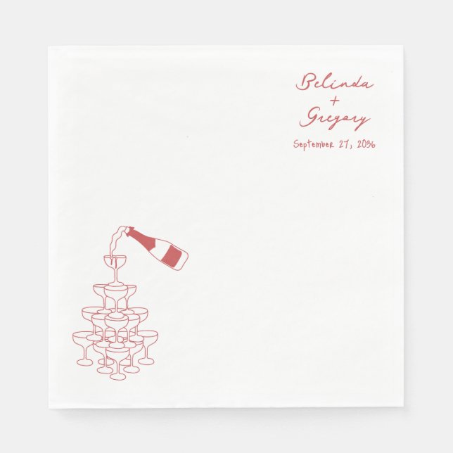 Custom Sparkling Wine Tower Doodles Wedding Serviette (Vorderseite)