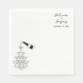 Custom Sparkling Wine Tower Doodles Wedding Serviette