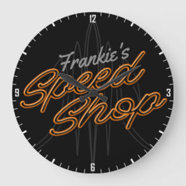 Custom Speed Shop Pinstrichfarben Frisierte Auto G Große Wanduhr