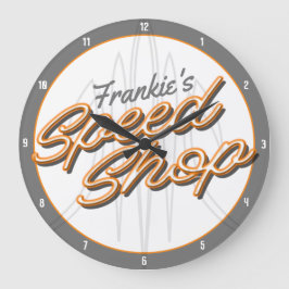 Custom Speed Shop Pinstrichgarage Frisierte Auto Große Wanduhr