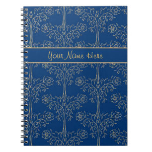 Custom Spiral Notebook, Blue, Gold-Effekt-Muster Notizblock
