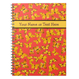Custom Spiral Notebook, Golden Butterfels on Red Notizblock