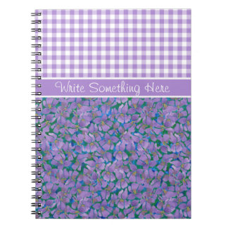 Custom Spiral Notebook, Violets und Karo Gingham Notizblock