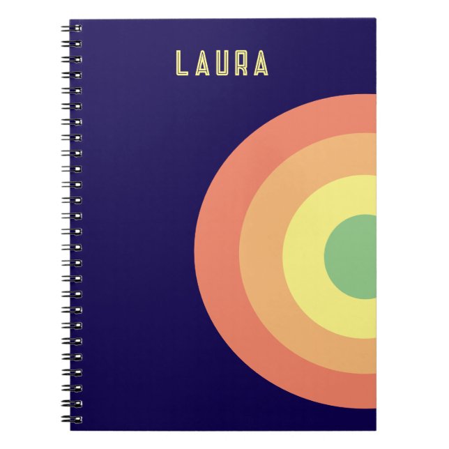 Custom Spiral Notebook-Ziel Regenbogen blau, peach Notizblock (Vorderseite)
