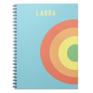 Custom Spiral Notebook-Ziel Regenbogen blau, peach Notizblock