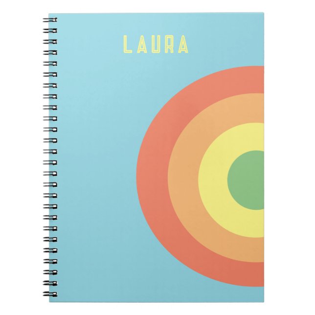 Custom Spiral Notebook-Ziel Regenbogen blau, peach Notizblock (Vorderseite)