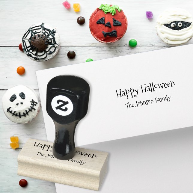 Custom Spooky Familie Firmenname glücklich Hallowe Gummistempel (Custom Spooky Family Business Name Happy Halloween Rubber Stamp)