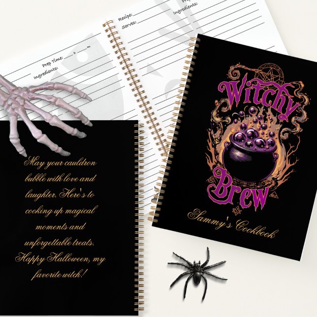 Custom Spooky Halloween Black Cauldron Hexenbraun Notizbuch (Von Creator hochgeladen)