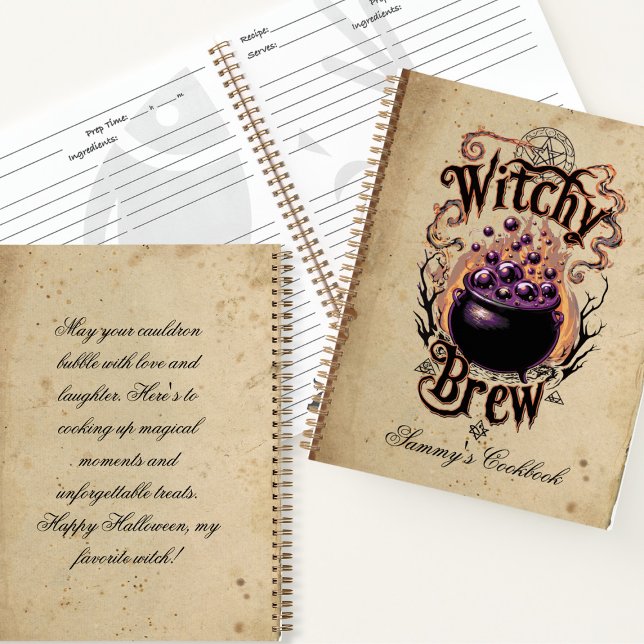 Custom Spooky Halloween Vintage SkriptHexe Notizbuch (Von Creator hochgeladen)