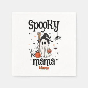 Custom Spooky Mama Halloween - Geist, Katze, Pumpk Serviette