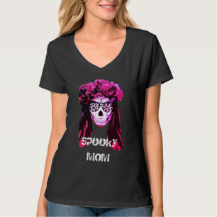 Custom Spooky MAMA Niedlich Funny Women V-Nacken T-Shirt