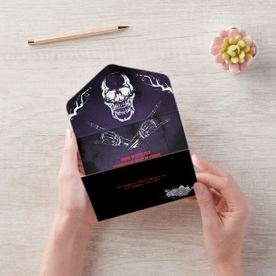 Custom Spooky Skeleton Halloween-Party All-in-One-Einladung
