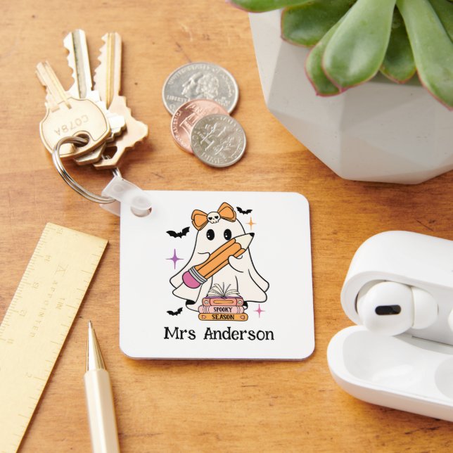 Custom Spooky Teacher Club Halloween Ghost Teacher Schlüsselanhänger (Schreibtisch)
