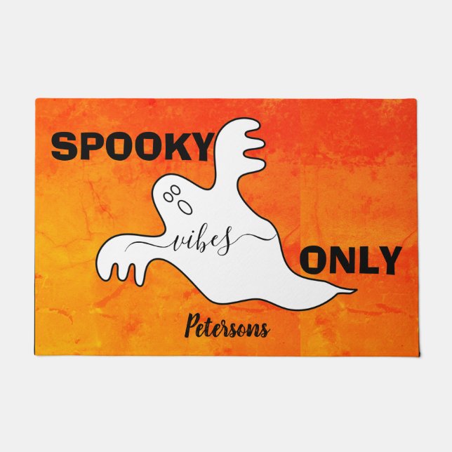 Custom SPOOKY VIBES NUR Ghost Halloween Willkommen Fußmatte (Vorderseite)