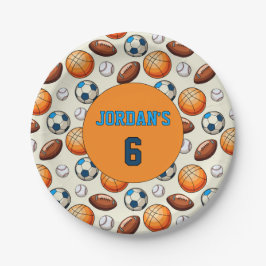 Custom Sports Theme Kids Birthday Paper Plates  Pappteller