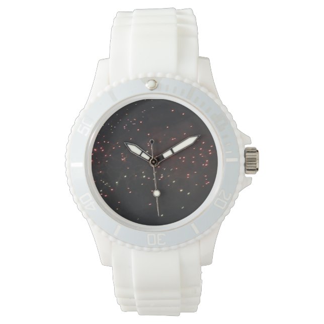 Custom Sporty White Silicon Fireworks Watch Armbanduhr (Vorderseite)