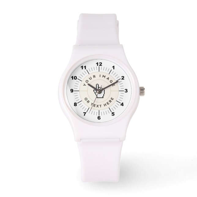 CUSTOM - Sporty White Silicon Watch für Frauen Armbanduhr (Vorderseite)