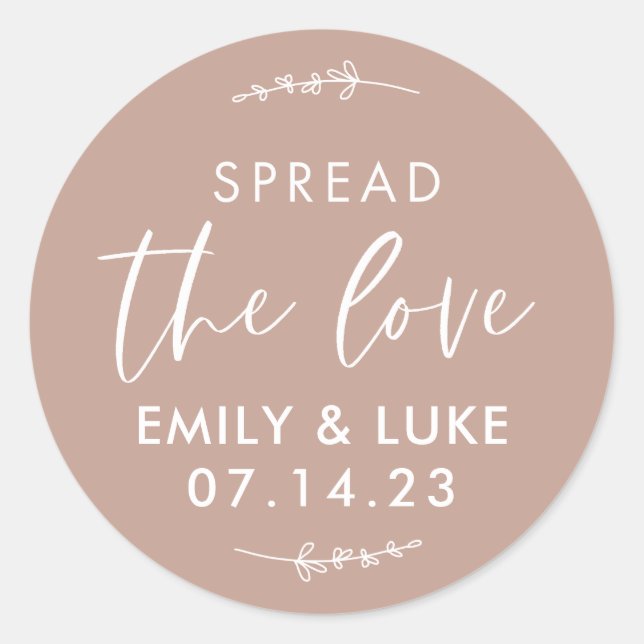 Custom Spread der Liebe Hochzeit Jam Gefallen Runder Aufkleber (Vorderseite)