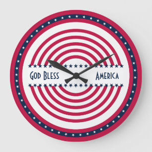 Custom Sprichwort God Bless America Stars n Strips Große Wanduhr