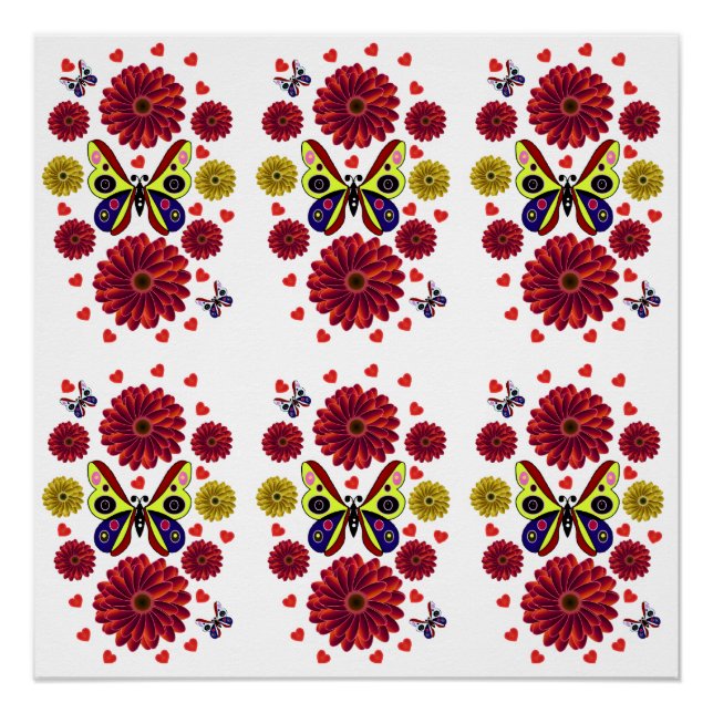 Custom Spring Butterfly Floral Gift  Poster (Vorderseite)