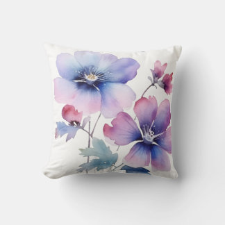 Custom Spring Floral Watercolor Throw Pillow Cover Kissen