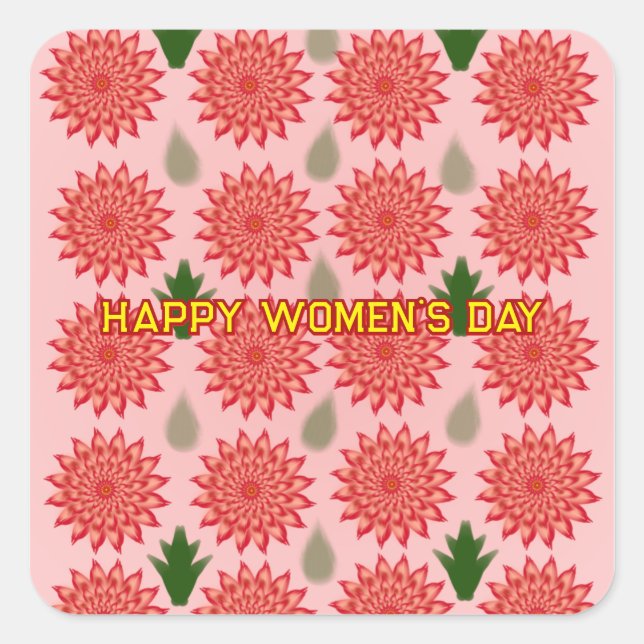 Custom Spring Flower Women's Day Pattern  Quadratischer Aufkleber (Vorderseite)