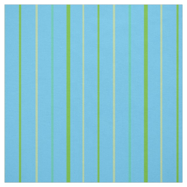 Custom Spring Green Strips auf Sky Blue Pattern Stoff (Muster)