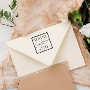 Custom Square Art Deco Rücksendeadresse Gummistempel