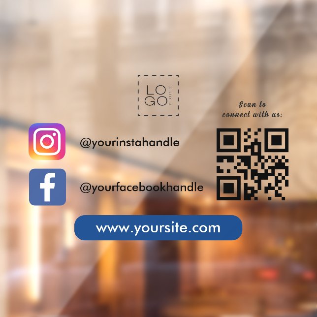 Custom Square Business Logo Social Media QR Code Fensteraufkleber (Blatt 2)