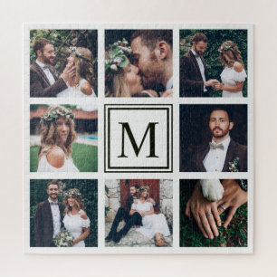 Custom Square Collage 8 Wedding Foto Monogram Puzzle