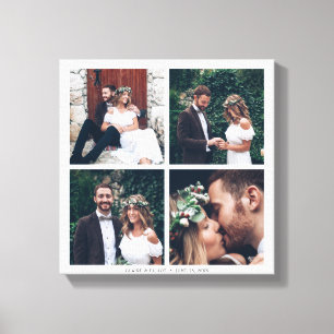 Custom Square Collage Wedding Foto & Text Leinwanddruck