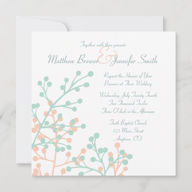 Custom Square Rustic Floral Hochzeit Einladung (Vorderseite)