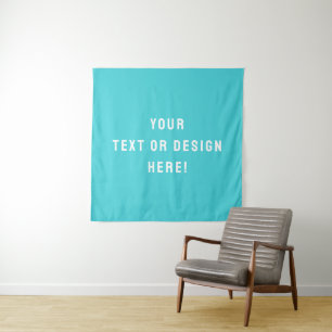 Custom Square Tapestry - Cyan Blue & Personalisier Wandteppich