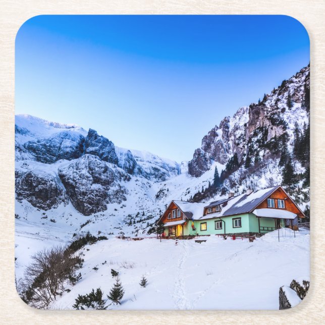 Custom Square Untersetzer Malaiesti, Bucegi Berg (Vorderseite)