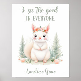 Custom Squirrel Woodland Girls Kinderzimmer Floral Poster