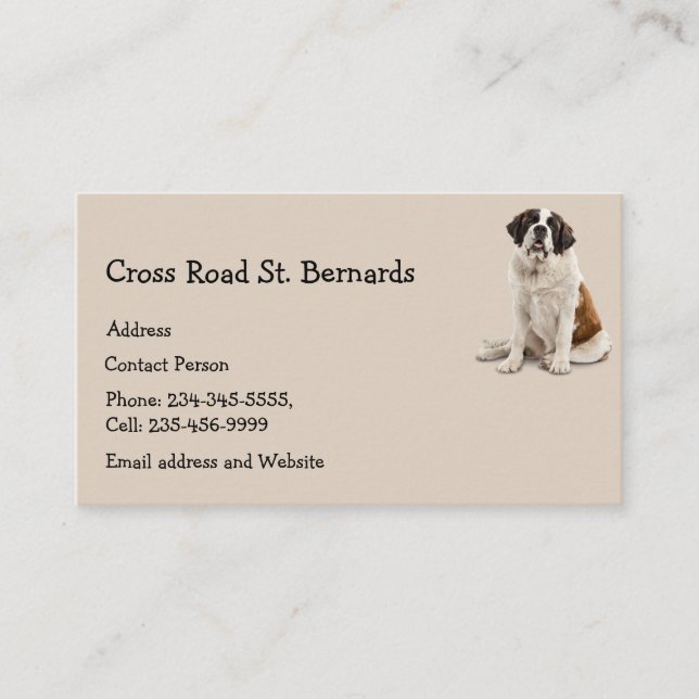Custom St. Bernard Dog Pet Animal Logo Business Ca Visitenkarte (Vorderseite)