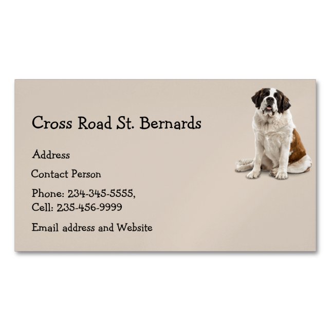 Custom St. Bernard Dog Pet Animal Logo Magnetische Visitenkarte (Vorderseite)