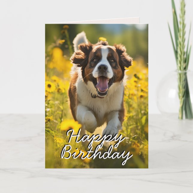 Custom St. Bernard Happy Birthday Card Dankeskarte (Vorderseite)