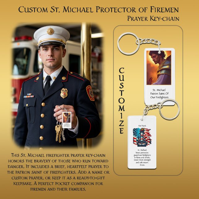 Custom St. Michael Protector der Firemen Gebet Schlüsselanhänger (Von Creator hochgeladen)