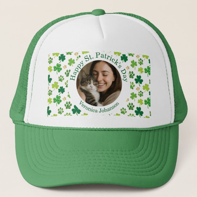 Custom St. Patrick’s Day Pet Lover  Truckerkappe (Vorderseite)