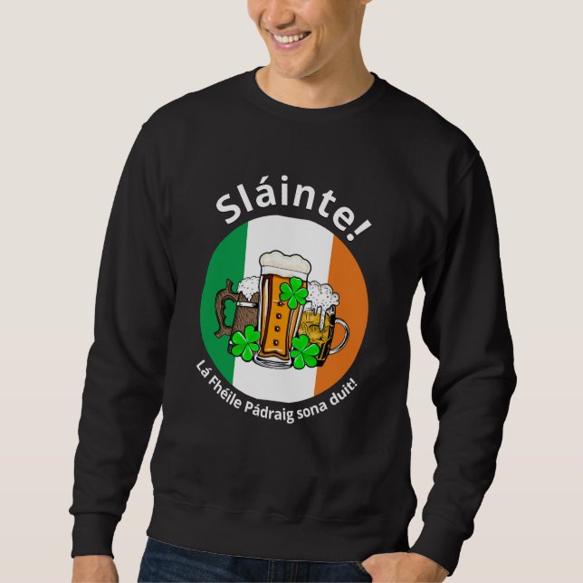 Custom ST PATRICKS DAY Irish Flag Beer Unisex Sweatshirt (Vorderseite)