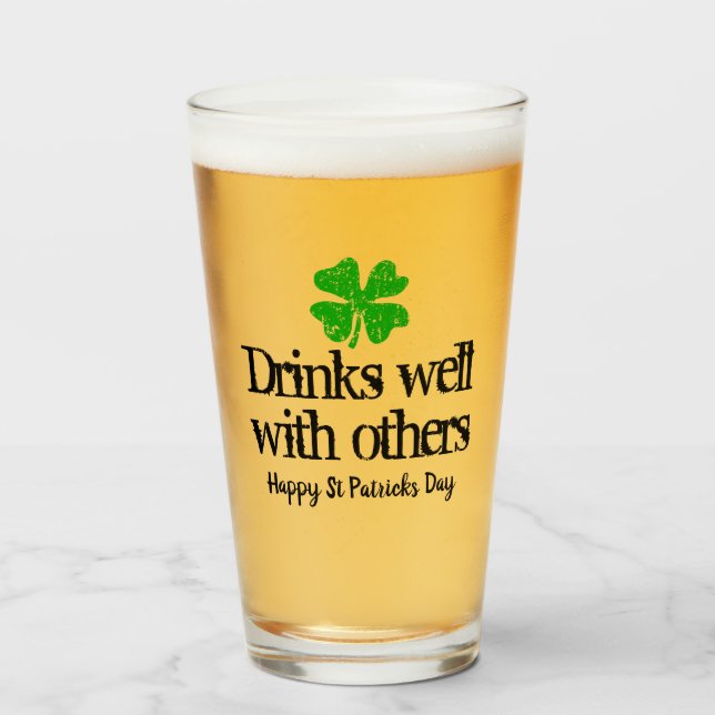 Custom St Patricks Day Party Bierglas mit Logo Glas (Vorne (Gefüllt))