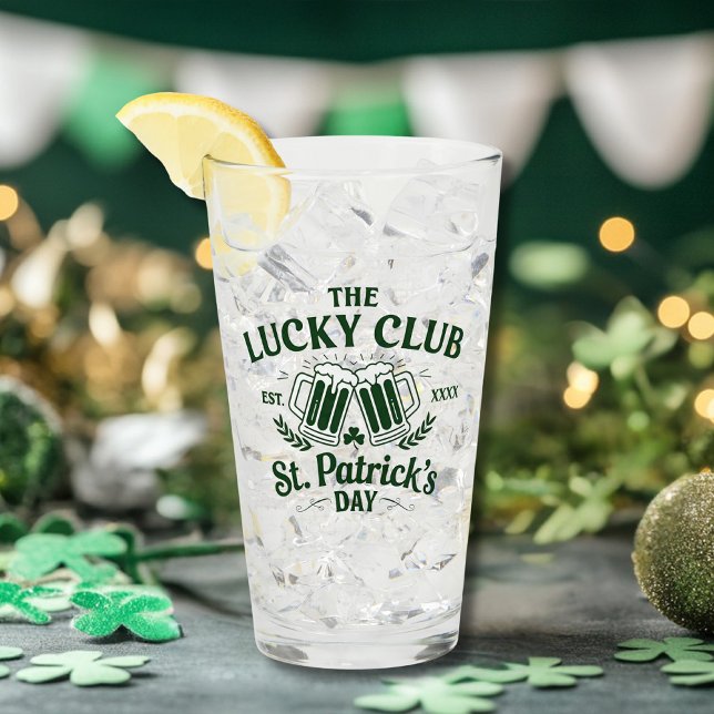 Custom St. Patrick's Day "The Lucky Club" Logo Glas (Custom St. Patrick’s Day 'The Lucky Club' Logo Glass)