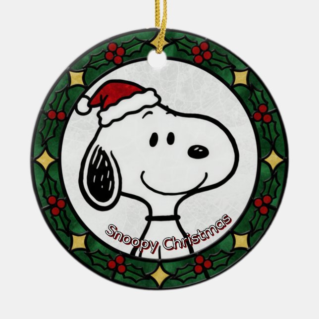 Custom Stained glass effect DOG'S name Christmas  Keramik Ornament (Vorne)