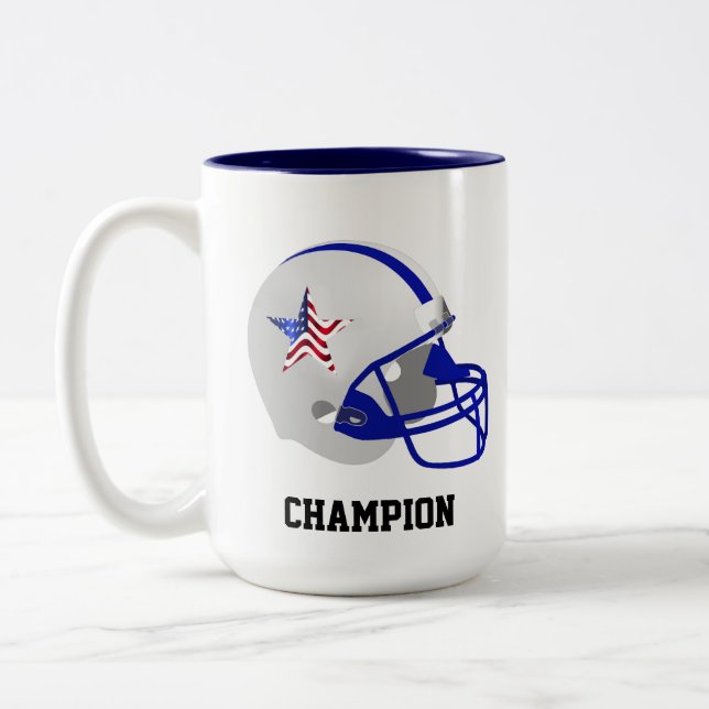 Custom Star auf American Football Helmet Zweifarbige Tasse (Links)