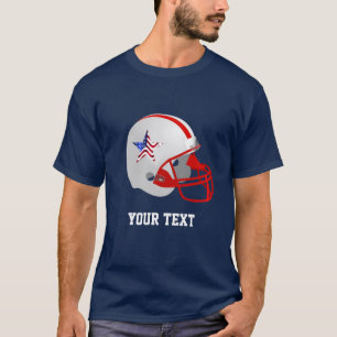 Custom Star auf Red White American Football Helm T-Shirt